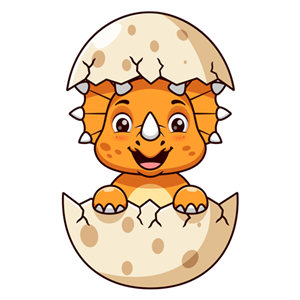 Triceratops Coming out of cracked egg
