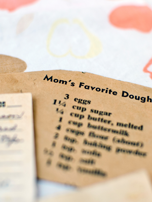Recipe card on table